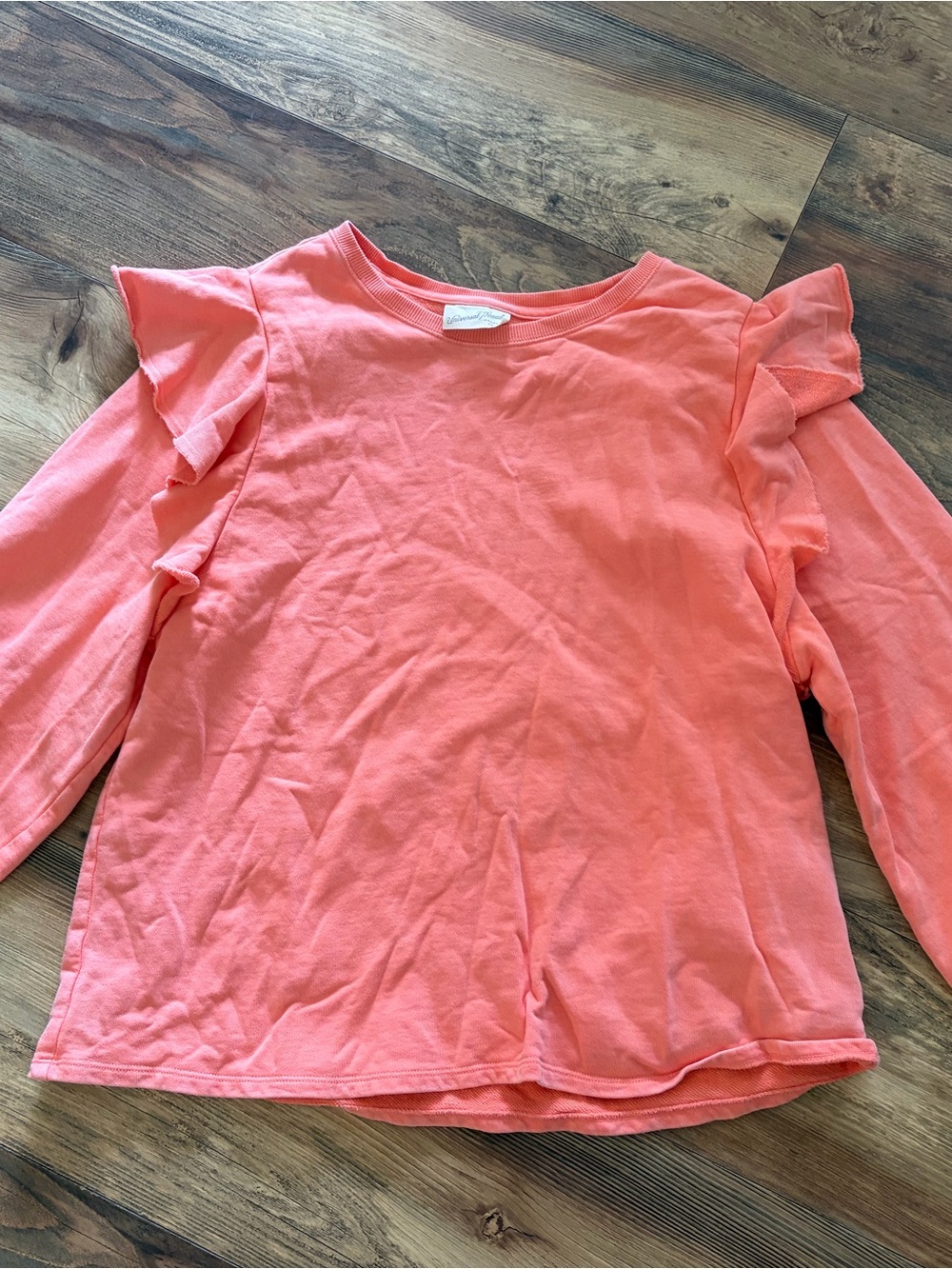 Universal Thread Coral Pink Ruffle-Shoulder Long Sleeve Top